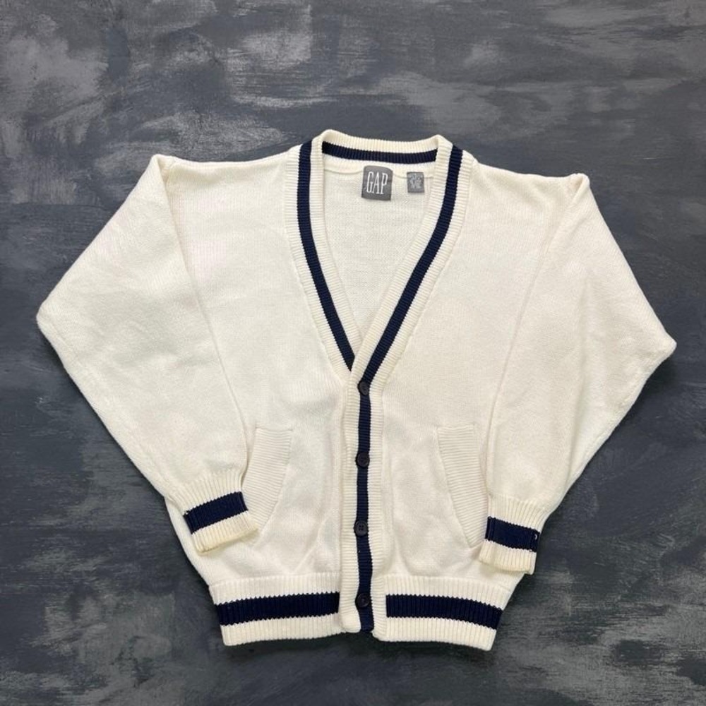 Vintage Gap Cardigan Mens Small White 1990s Sweater Cotton‎